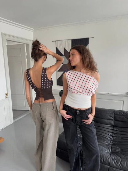Polka Dot Draw-In Top - Ellavina